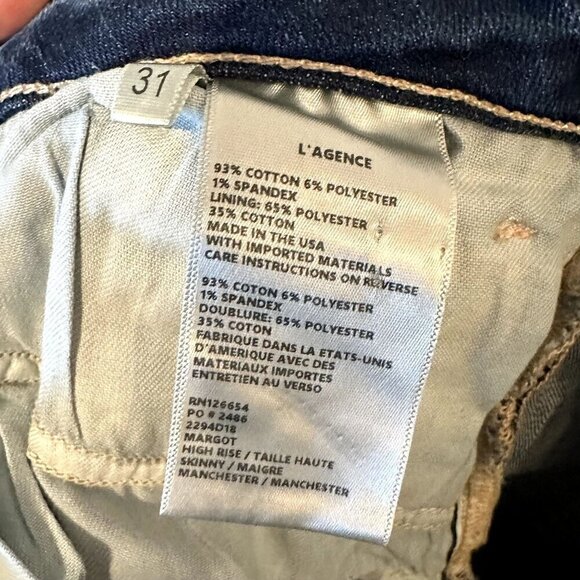 NWT L'AGENCE Margot High Rise Skinny Jean in Manchester - Size 31 - Picture 4 of 11